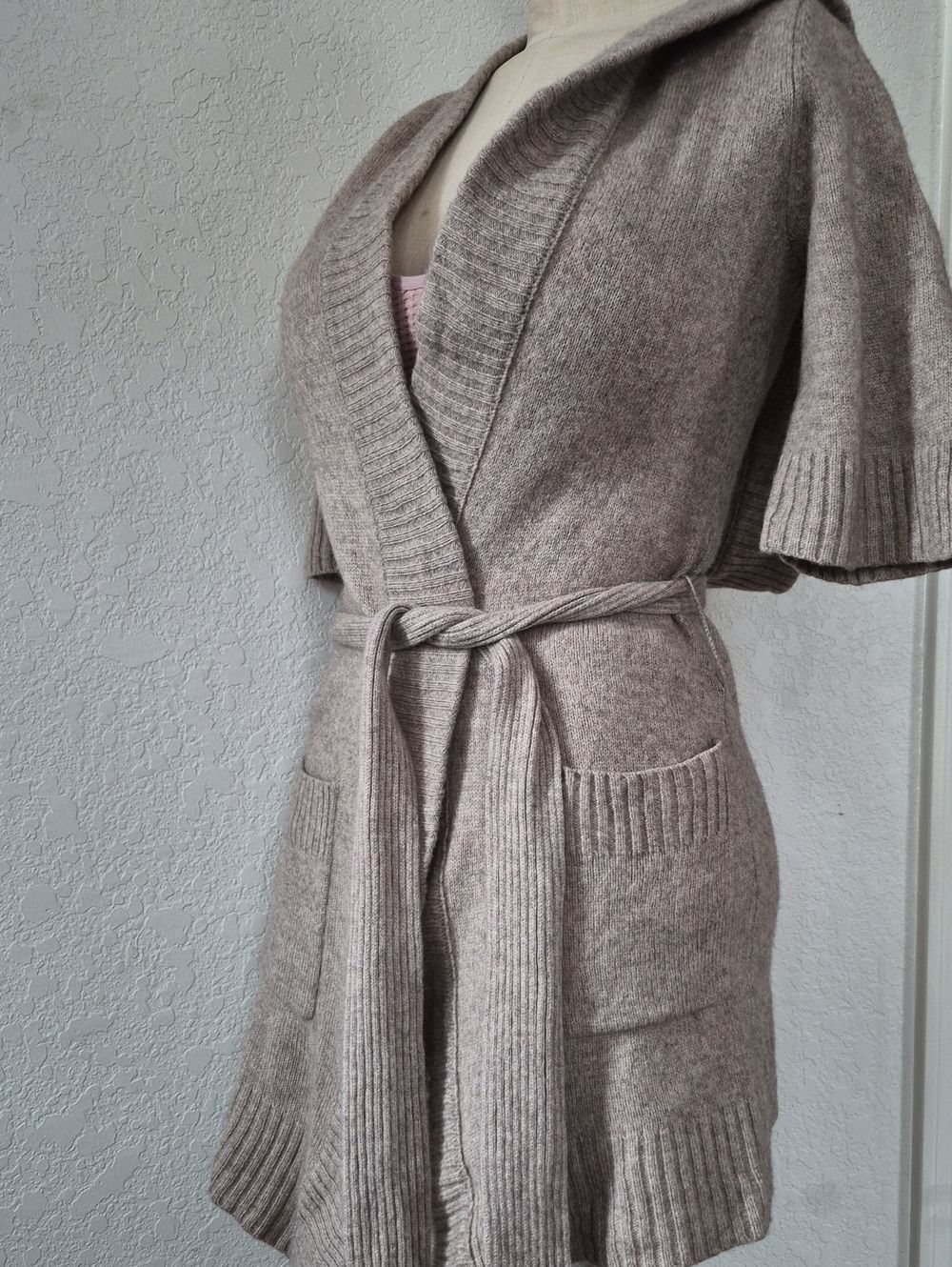 Banana Republic 50% Lambswool, 5% Cashmere Blend, Hooded, Belted Cardigan Sz S